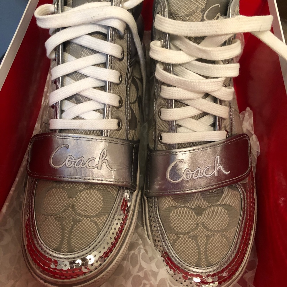 Coach Mistie silver Hightop shoe size 9